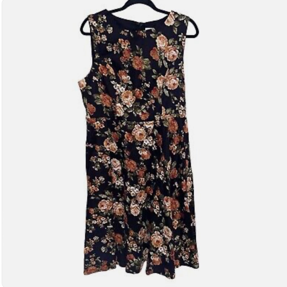 ModCloth Royal Monk Dress Womens XL 16 Floral Sleeveless Pockets Rockabilly